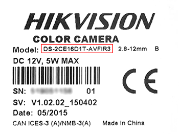 Przykładowa etykieta kamery HD-TVI Hikvision M7575