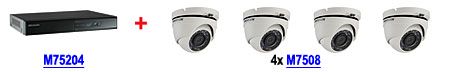 Zestaw do monitoringu rejestrator M75204 DS-7204HGHI-SH + 4 kamery M7508 DS-2CE56D1T-IRM (2.8mm)
