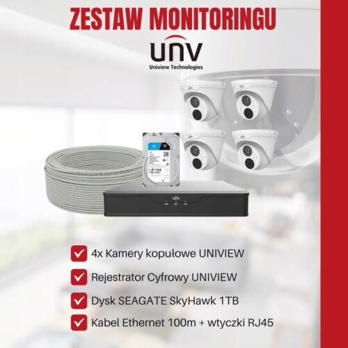 Zestaw do monitoringu 4x Kamer kopulkowych 5Mpx UNIVIEW